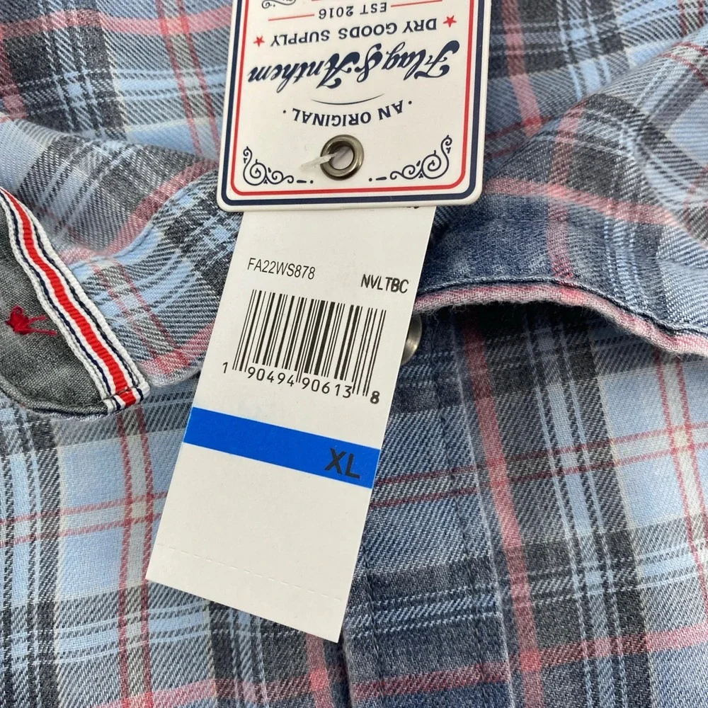 NEW Flag Anthem Plaid Flannel Shirt Mens Extra Large Blue Red Fall Americana